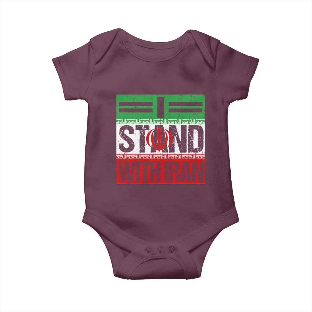 I Stand With Iran Baby Onesie Iranian People Freedom Protest TS11 Maroon Print Your Wear