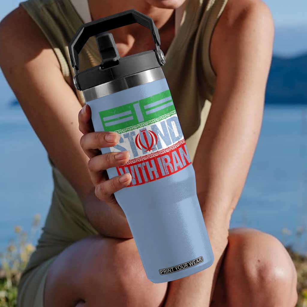 I Stand With Iran Flip Straw Tumbler Iranian People Freedom Protest TS11 One Size: 30 oz Light Blue Print Your Wear