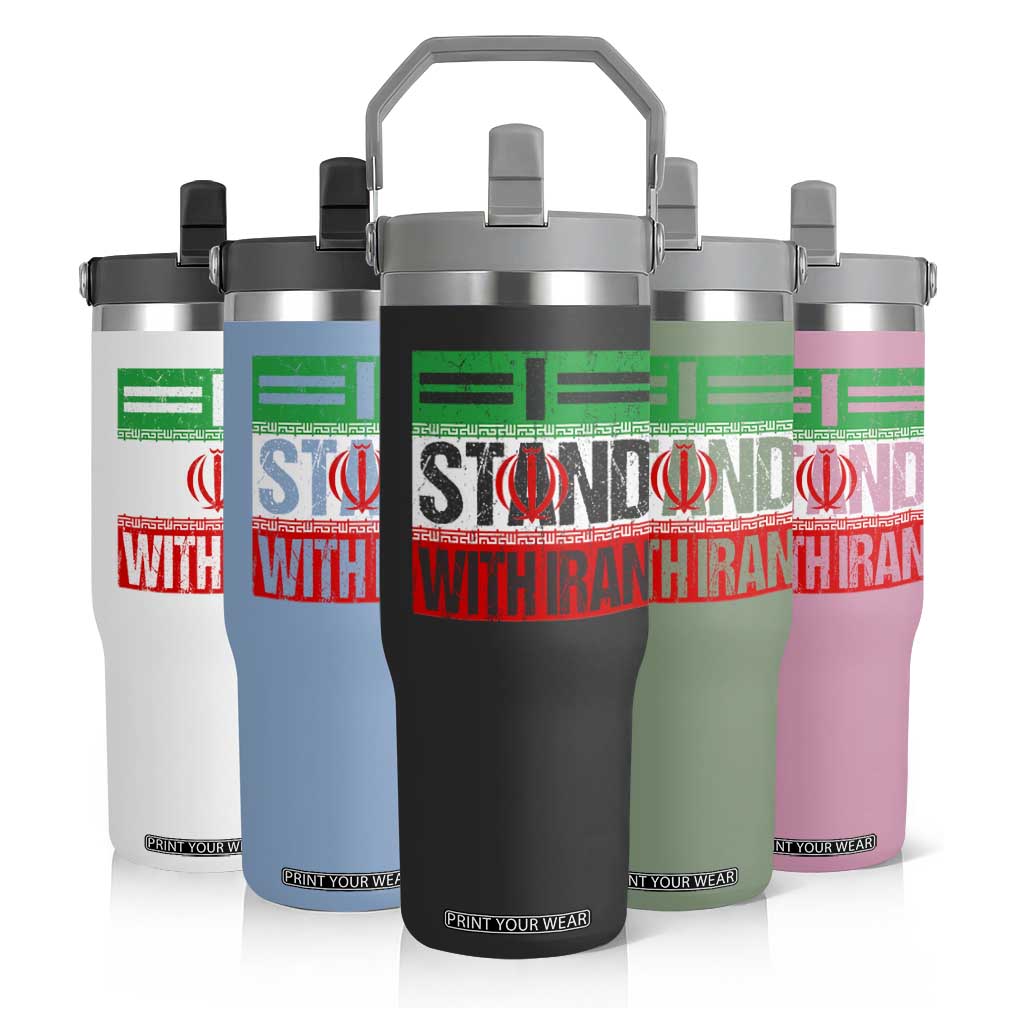 I Stand With Iran Flip Straw Tumbler Iranian People Freedom Protest TS11 Print Your Wear