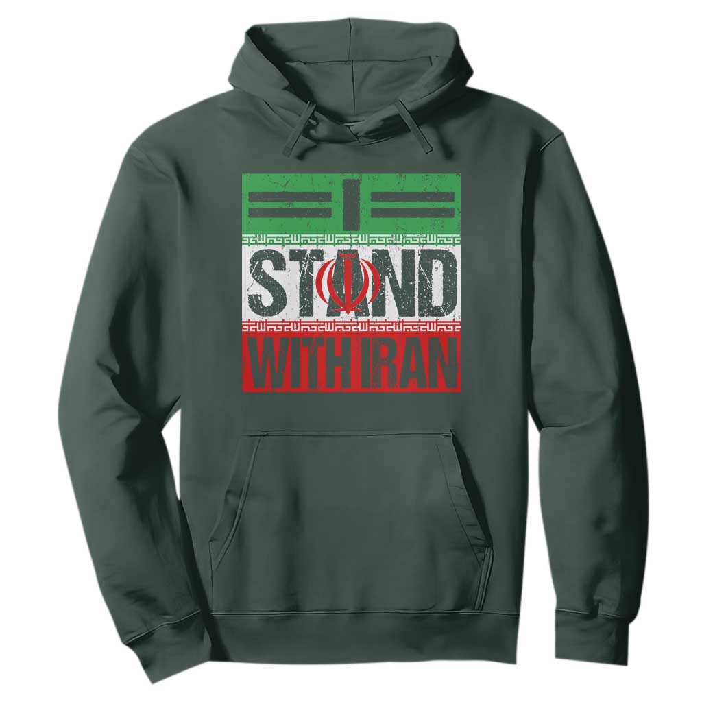 I Stand With Iran Hoodie Iranian People Freedom Protest TS11 Dark Forest Green Print Your Wear