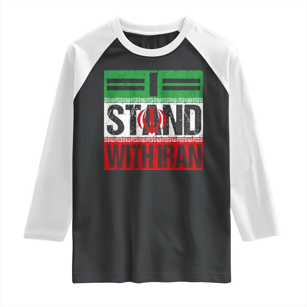 I Stand With Iran Raglan Shirt Iranian People Freedom Protest TS11 Black White Print Your Wear