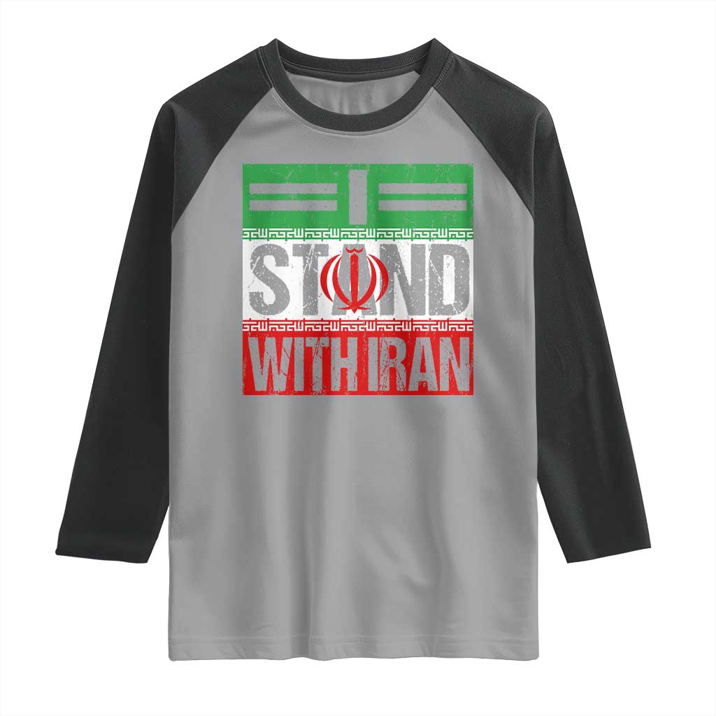 I Stand With Iran Raglan Shirt Iranian People Freedom Protest TS11 Sport Gray Black Print Your Wear