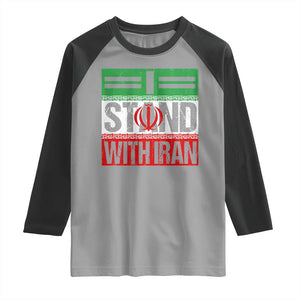 I Stand With Iran Raglan Shirt Iranian People Freedom Protest TS11 Sport Gray Black Print Your Wear