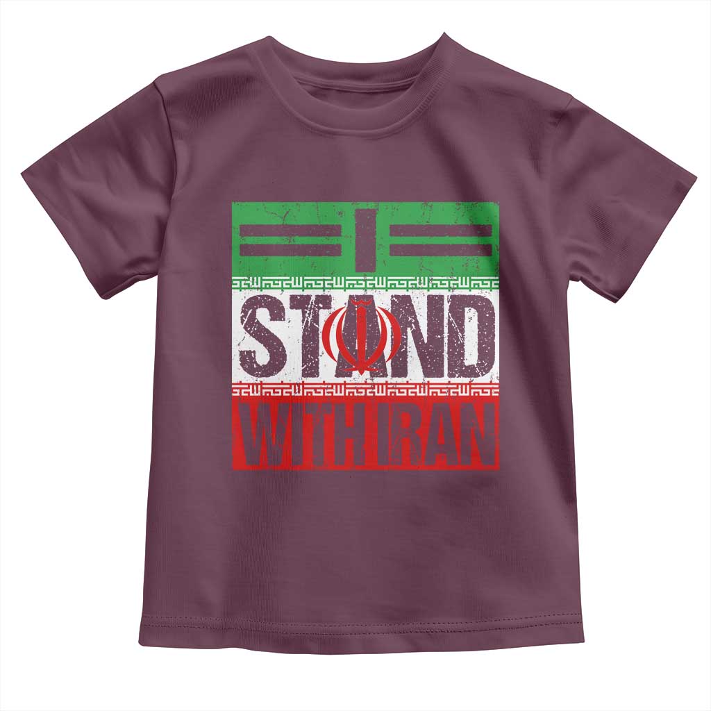I Stand With Iran Toddler T Shirt Iranian People Freedom Protest TS11 Maroon Print Your Wear