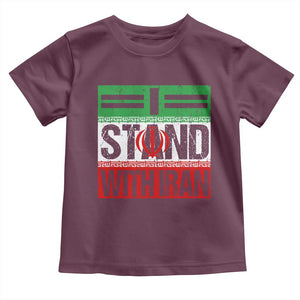 I Stand With Iran Toddler T Shirt Iranian People Freedom Protest TS11 Maroon Print Your Wear