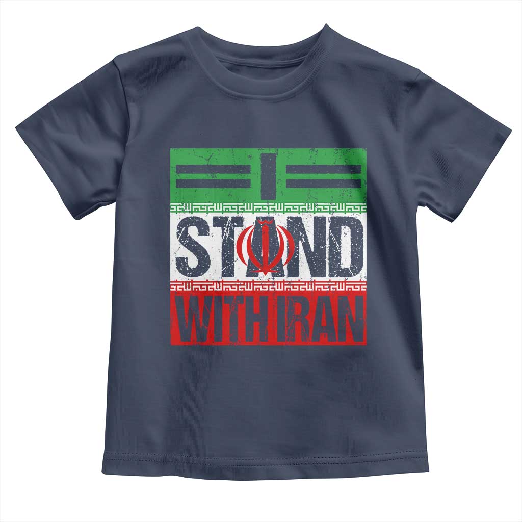I Stand With Iran Toddler T Shirt Iranian People Freedom Protest TS11 Navy Print Your Wear