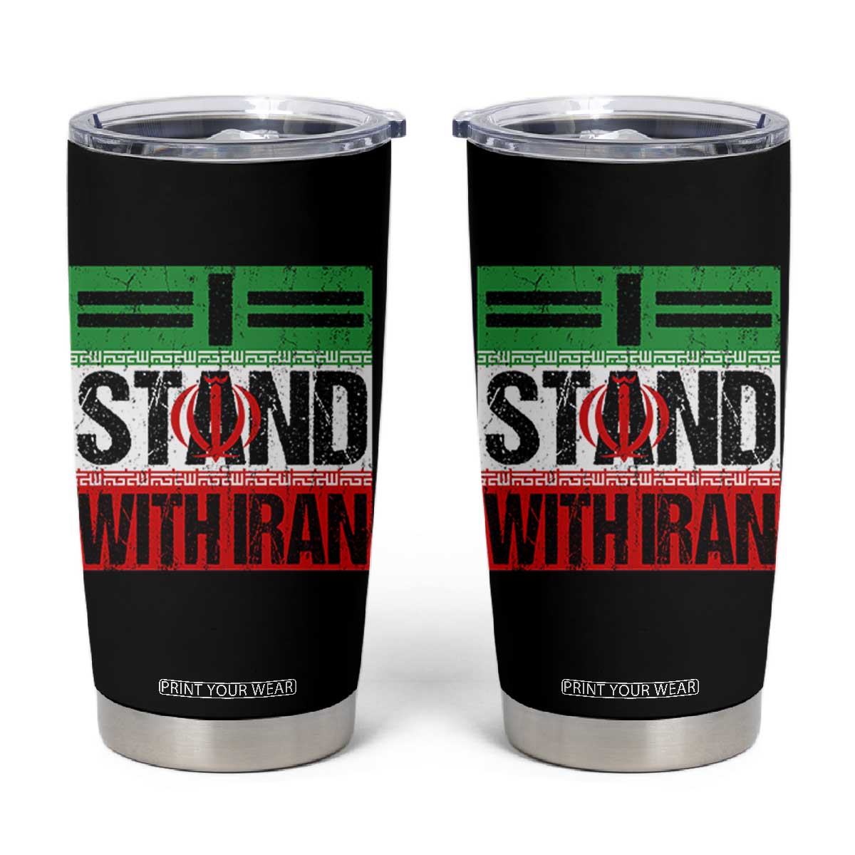 I Stand With Iran Tumbler Cup Iranian People Freedom Protest TS11 Black Print Your Wear