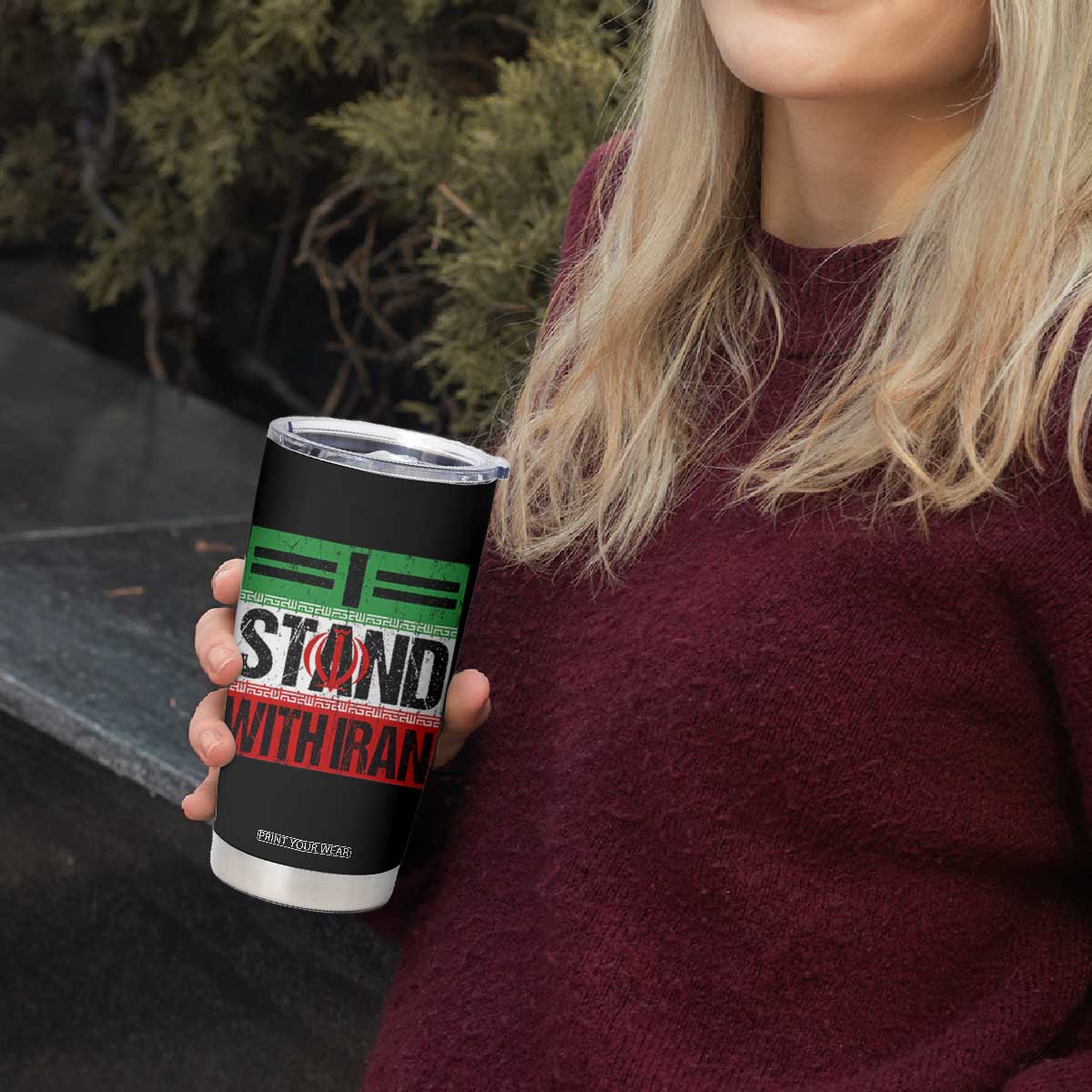 I Stand With Iran Tumbler Cup Iranian People Freedom Protest TS11 Print Your Wear