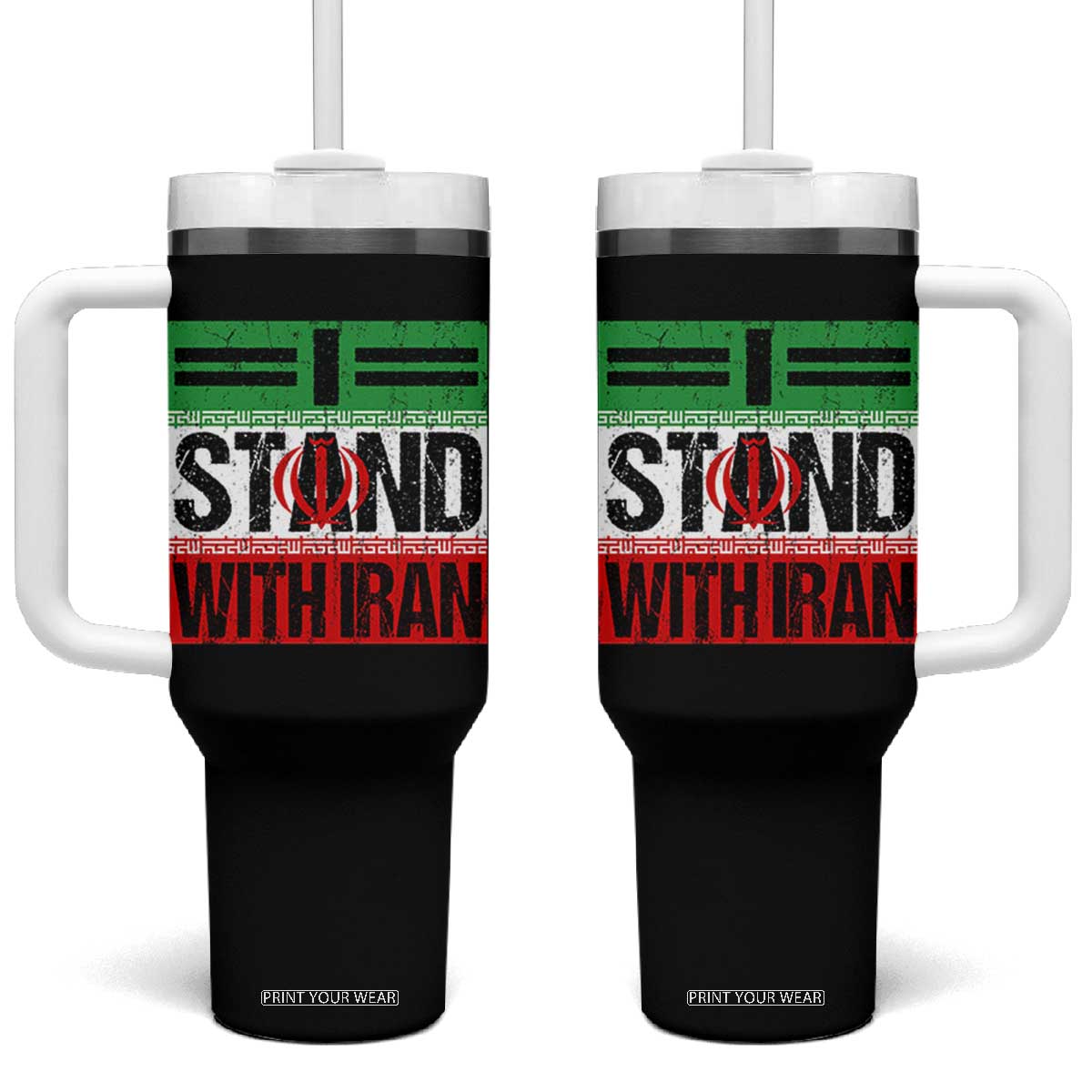 I Stand With Iran Tumbler With Handle Iranian People Freedom Protest TS11 One Size: 40 oz Black Print Your Wear
