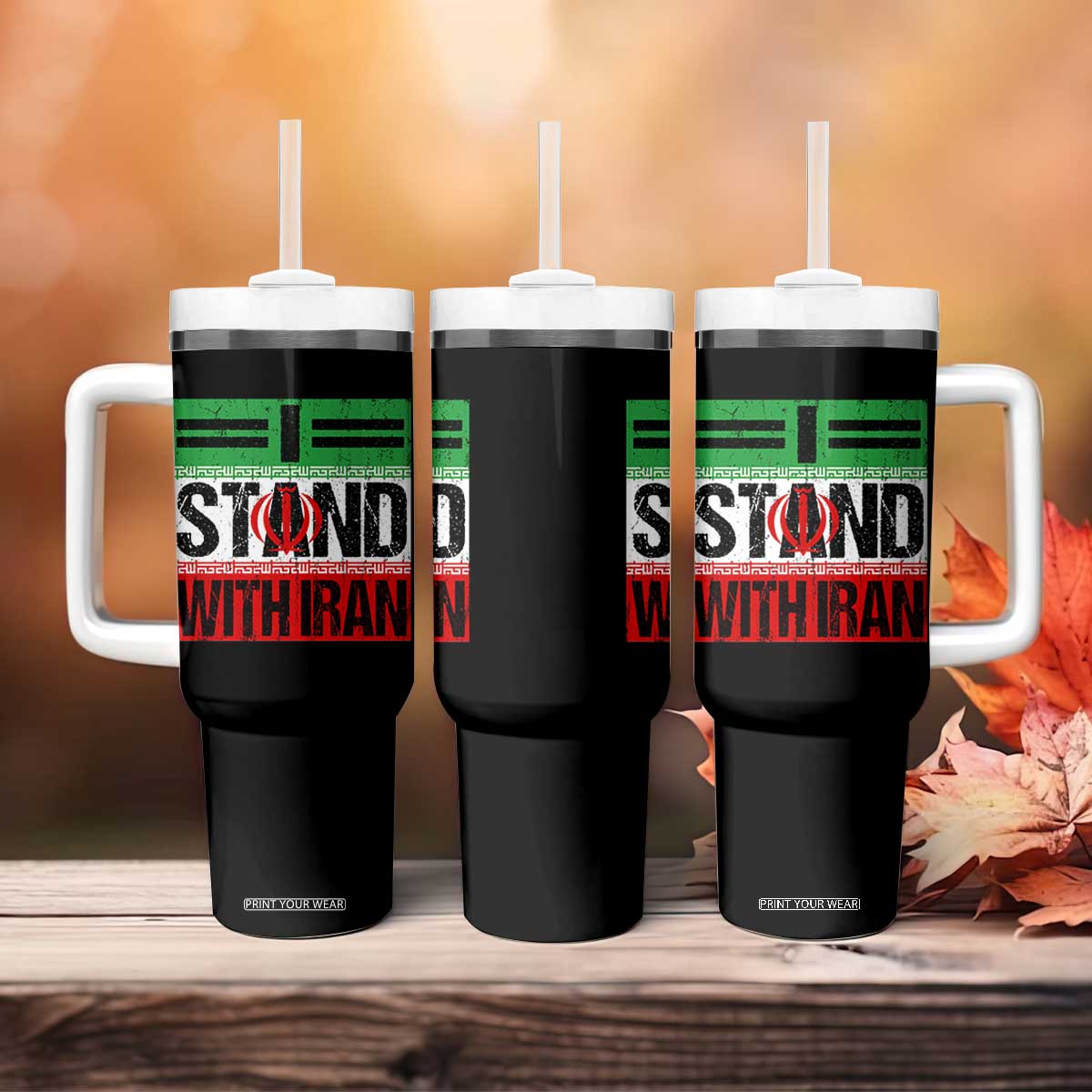 I Stand With Iran Tumbler With Handle Iranian People Freedom Protest TS11 Print Your Wear