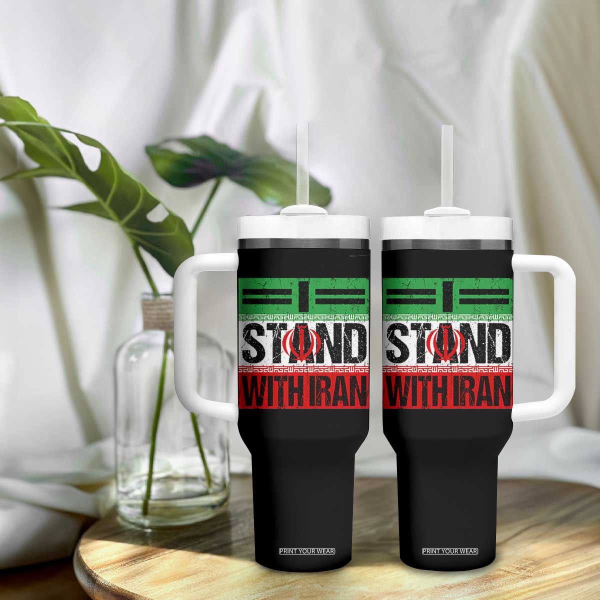 I Stand With Iran Tumbler With Handle Iranian People Freedom Protest TS11 Print Your Wear