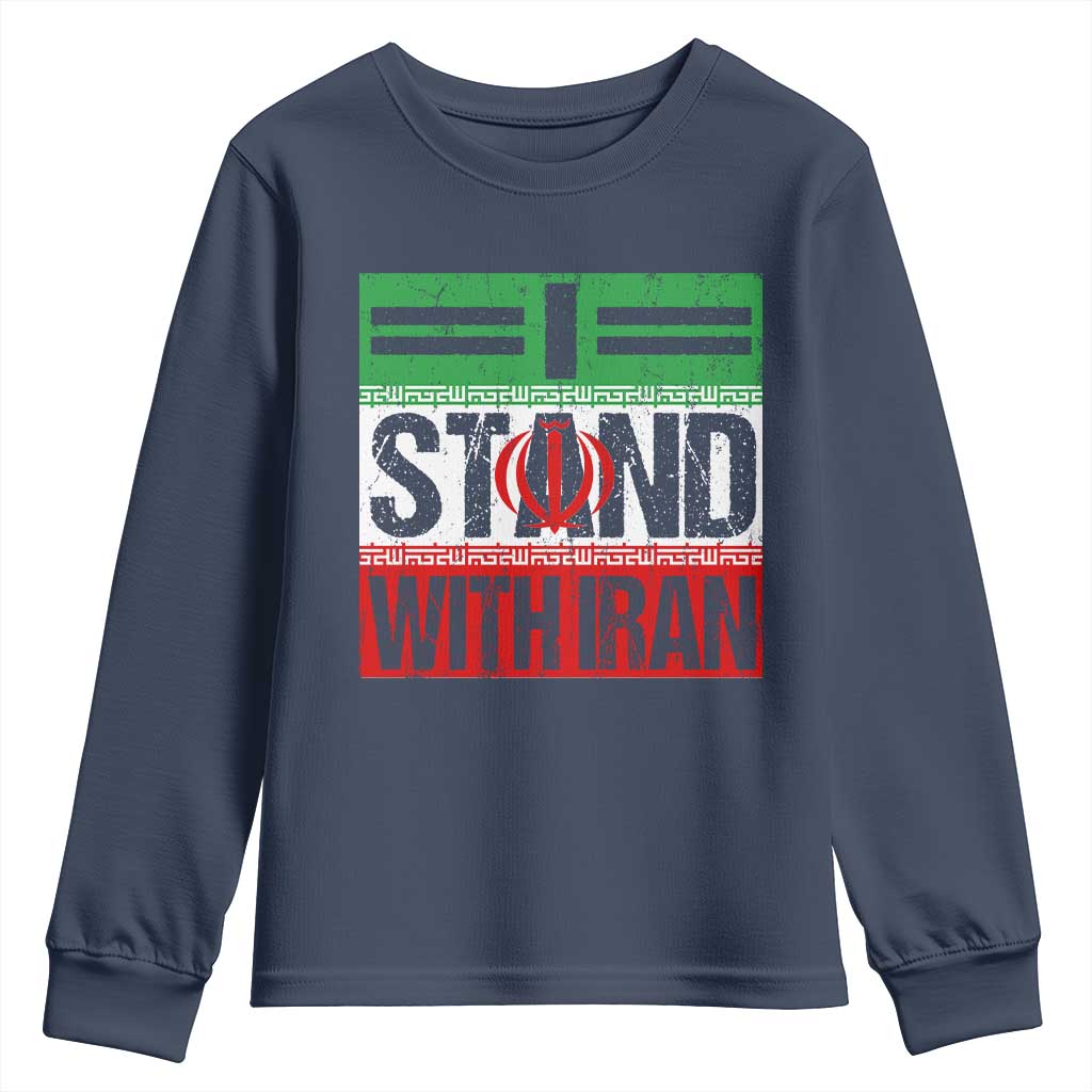 I Stand With Iran Youth Sweatshirt Iranian People Freedom Protest TS11 Navy Print Your Wear