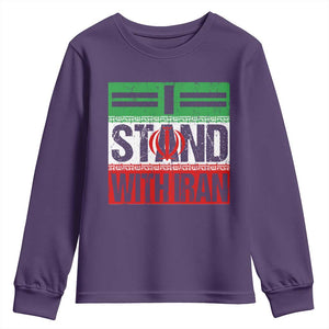 I Stand With Iran Youth Sweatshirt Iranian People Freedom Protest TS11 Purple Print Your Wear