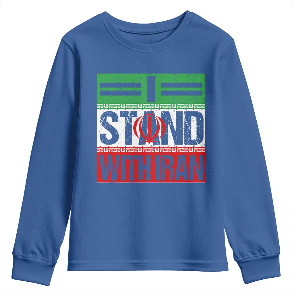 I Stand With Iran Youth Sweatshirt Iranian People Freedom Protest TS11 Royal Blue Print Your Wear