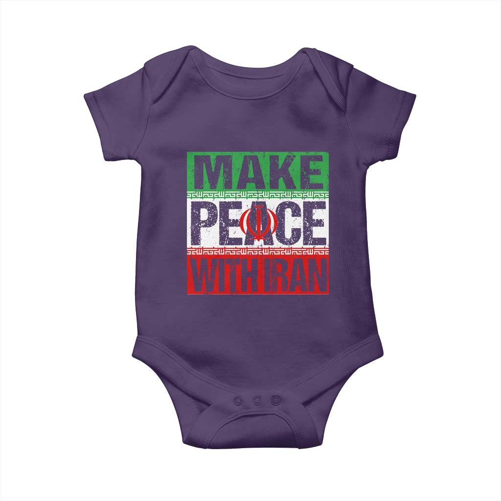 Make Peace With Iran Baby Onesie Peace Pacifist Stop War In Middle East TS11 Purple Print Your Wear