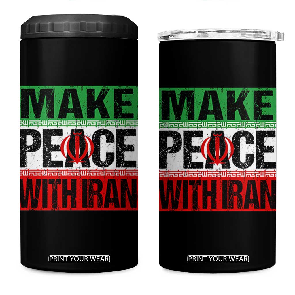 Make Peace With Iran 4 in 1 Can Cooler Tumbler Peace Pacifist Stop War In Middle East TS11 One Size: 16 oz Black Print Your Wear
