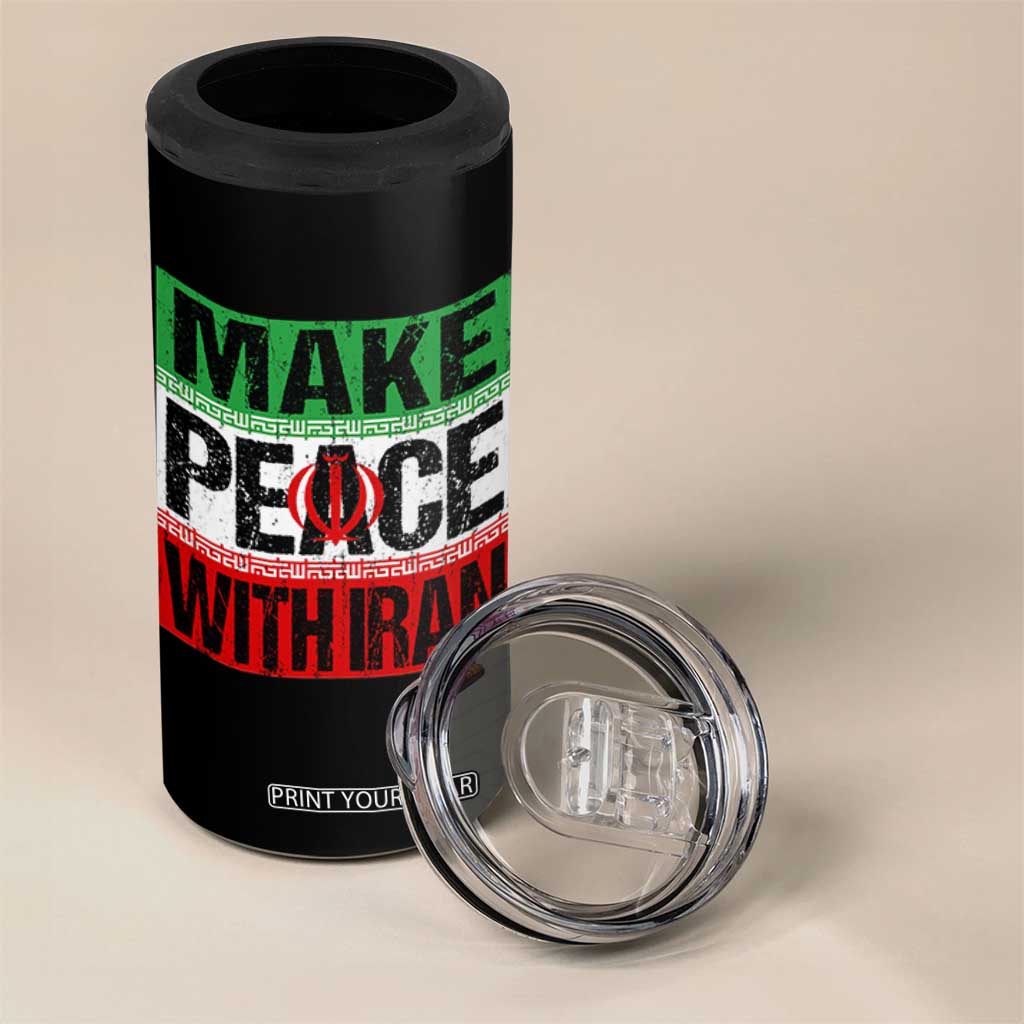 Make Peace With Iran 4 in 1 Can Cooler Tumbler Peace Pacifist Stop War In Middle East TS11 Print Your Wear