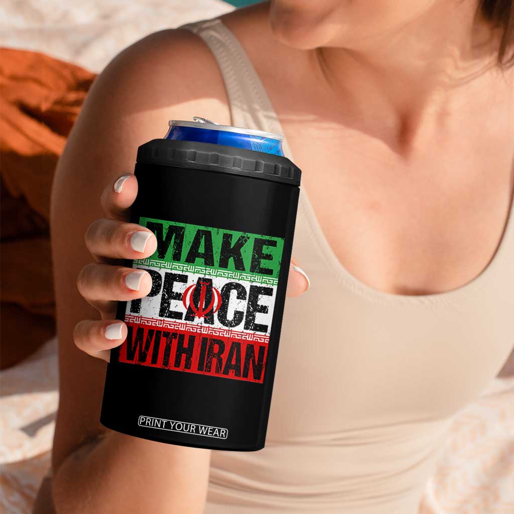Make Peace With Iran 4 in 1 Can Cooler Tumbler Peace Pacifist Stop War In Middle East TS11 Print Your Wear
