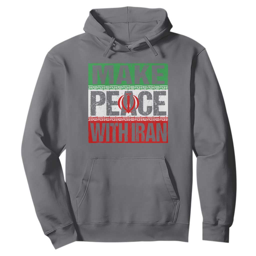 Make Peace With Iran Hoodie Peace Pacifist Stop War In Middle East TS11 Charcoal Print Your Wear