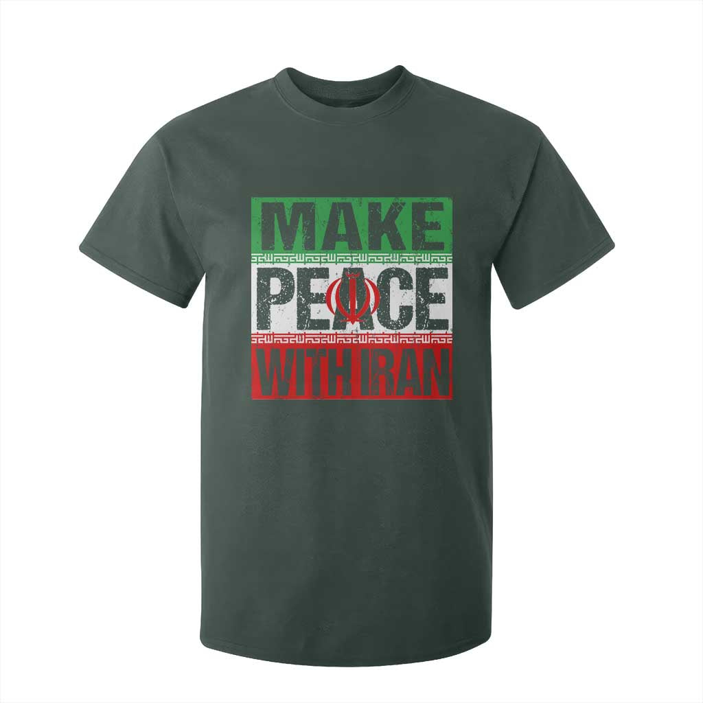 Make Peace With Iran T Shirt For Kid Peace Pacifist Stop War In Middle East TS11 Dark Forest Green Print Your Wear