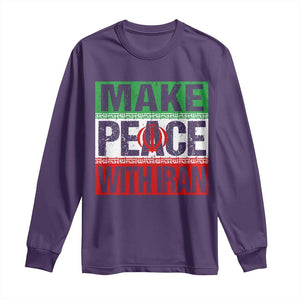Make Peace With Iran Long Sleeve Shirt Peace Pacifist Stop War In Middle East TS11 Purple Print Your Wear