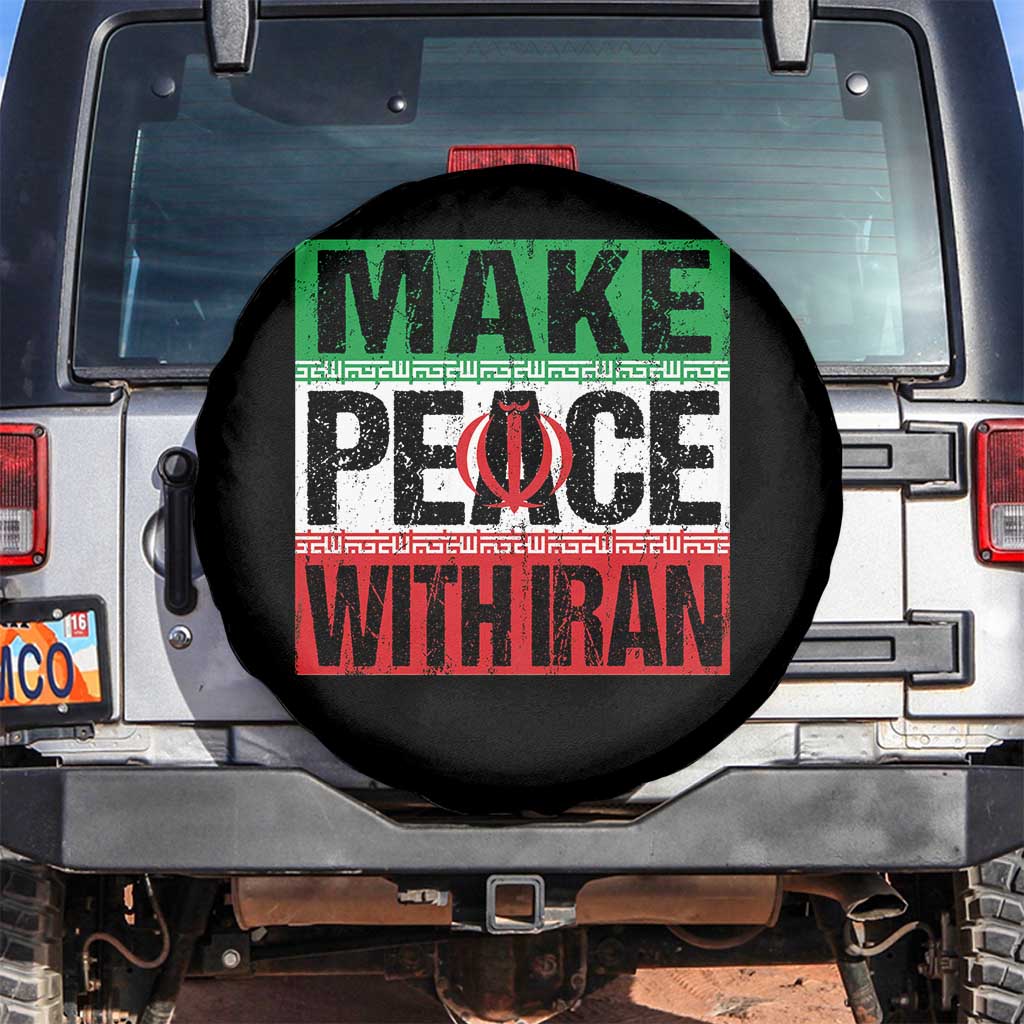 Make Peace With Iran Spare Tire Cover Peace Pacifist Stop War In Middle East TS11 No hole Black Print Your Wear
