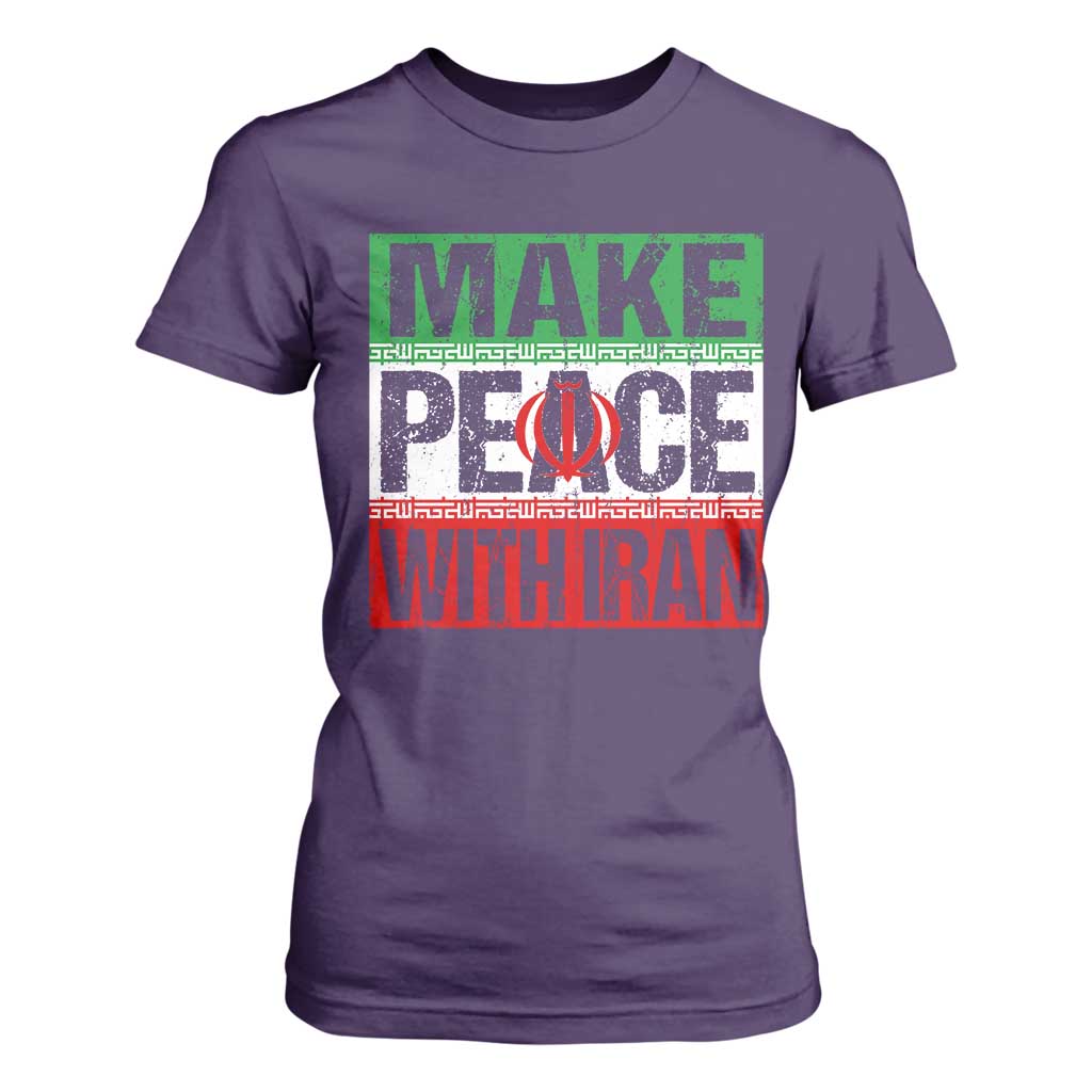 Make Peace With Iran T Shirt For Women Peace Pacifist Stop War In Middle East TS11 Purple Print Your Wear