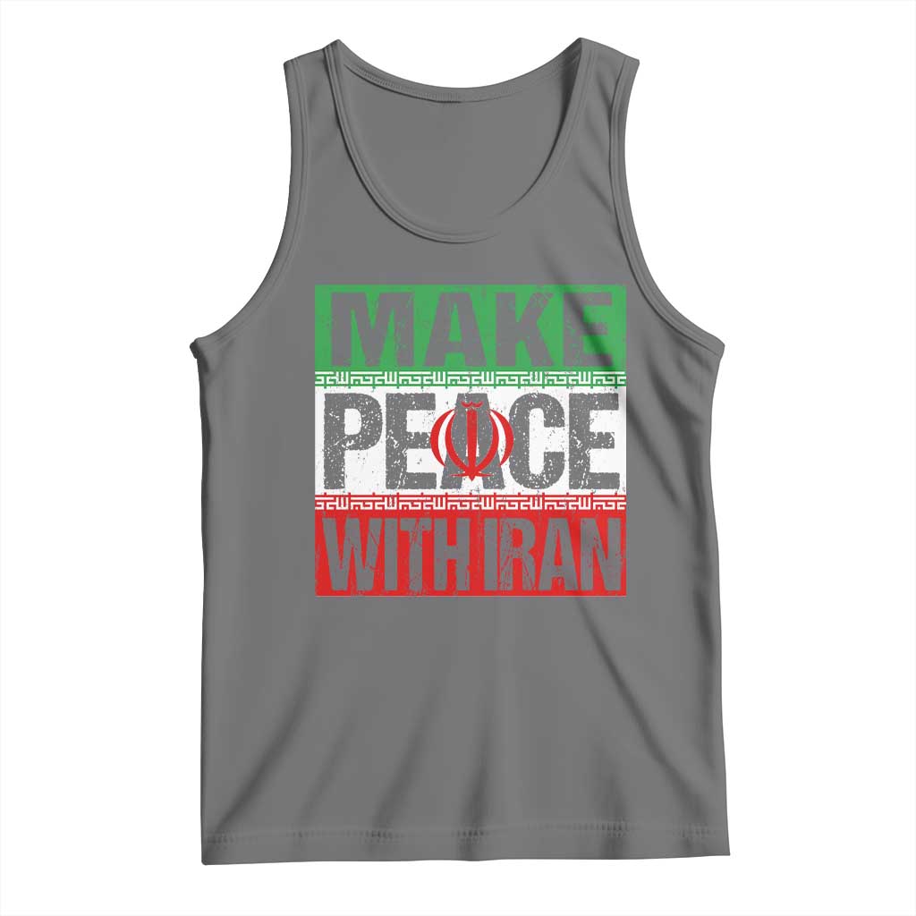 Make Peace With Iran Tank Top Peace Pacifist Stop War In Middle East TS11 Black Heather Print Your Wear