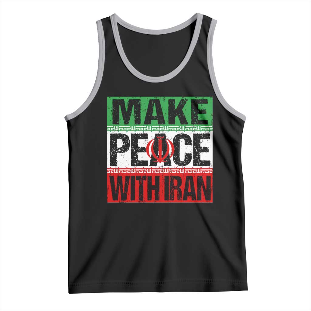 Make Peace With Iran Tank Top Peace Pacifist Stop War In Middle East TS11 Black Athletic Heather Print Your Wear