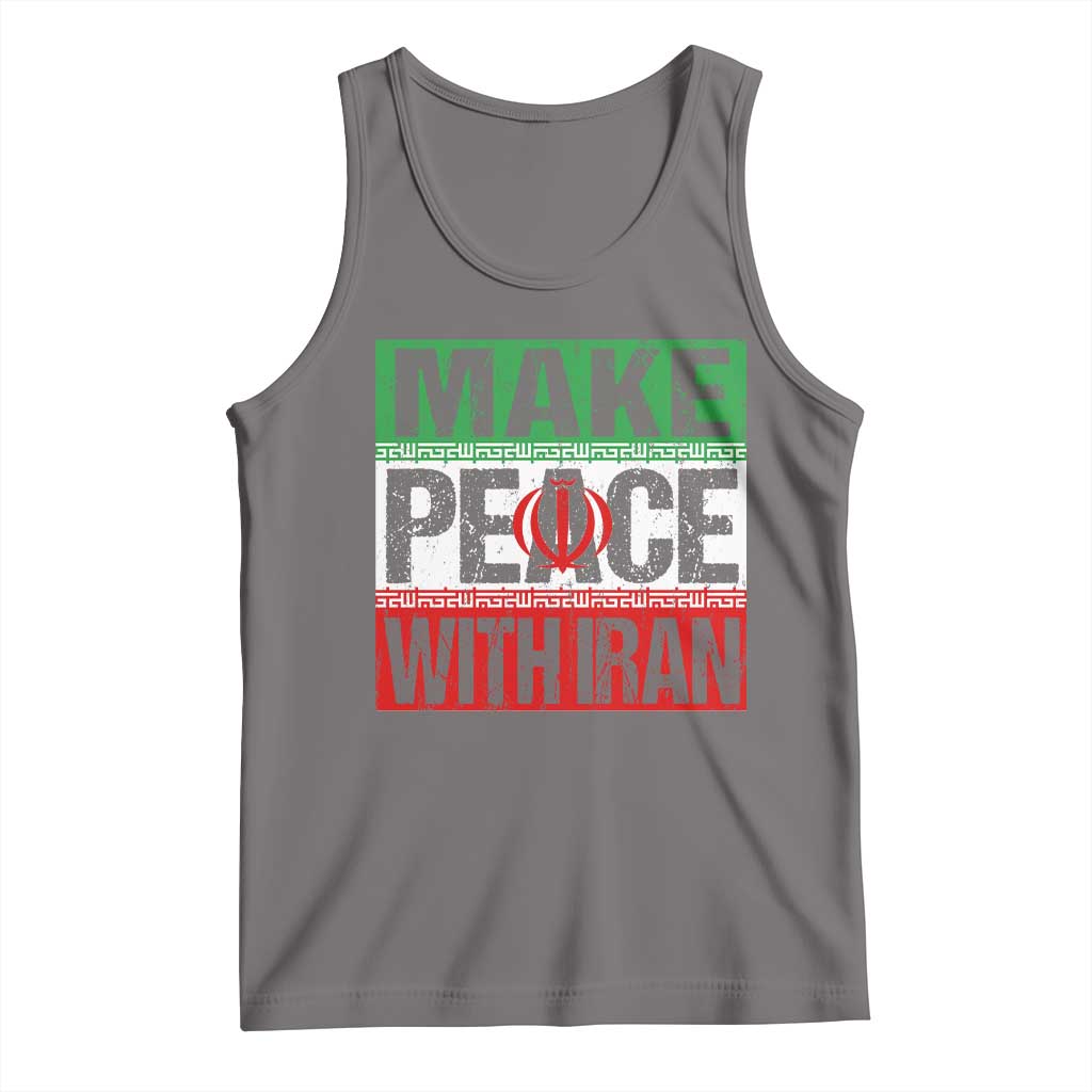 Make Peace With Iran Tank Top Peace Pacifist Stop War In Middle East TS11 Deep Heather Print Your Wear