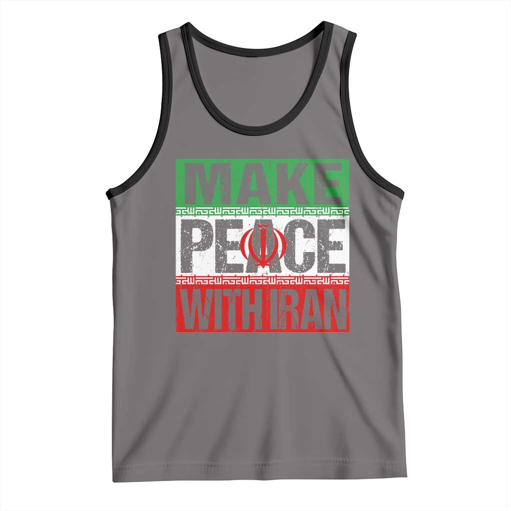 Make Peace With Iran Tank Top Peace Pacifist Stop War In Middle East TS11 Deep Heather Black Print Your Wear