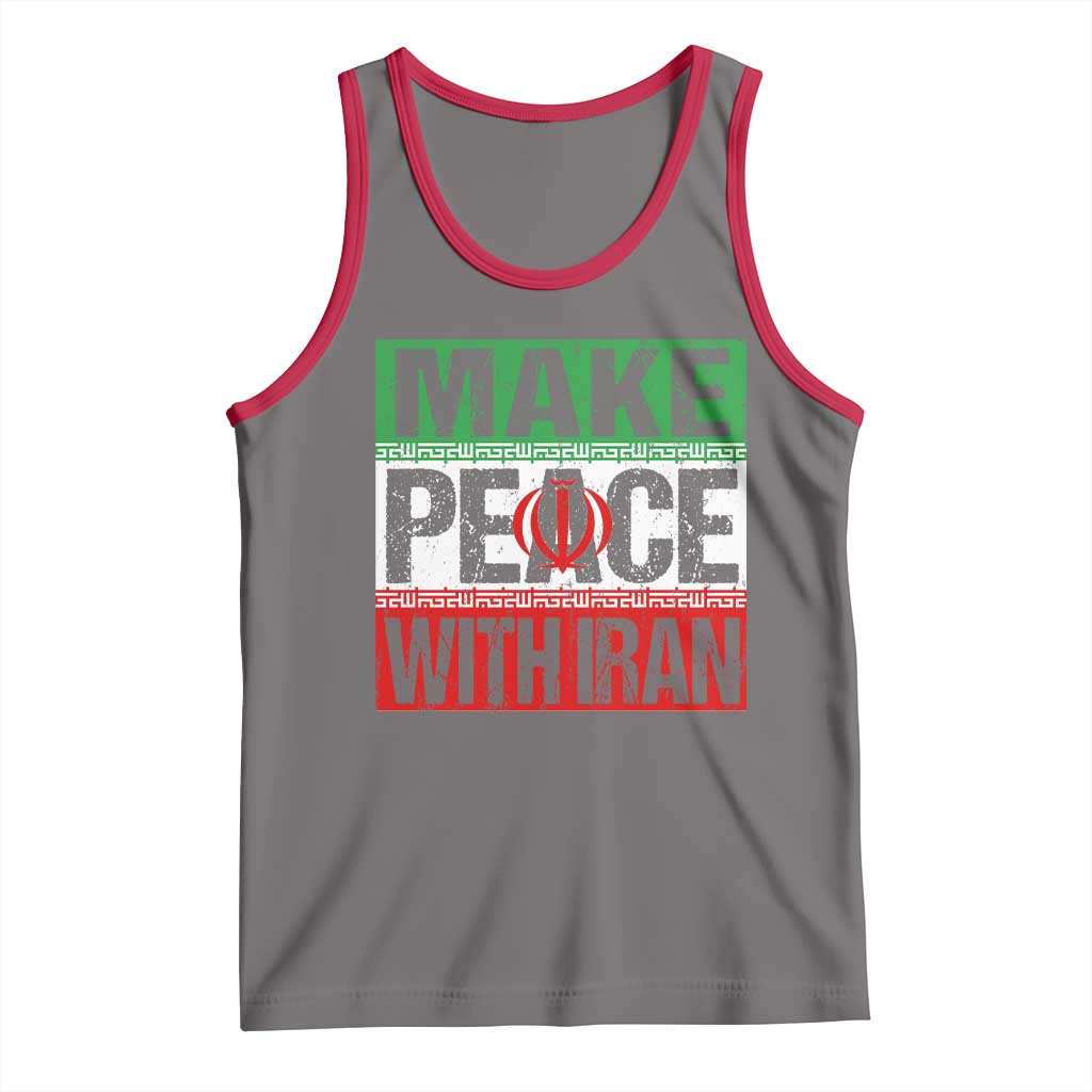 Make Peace With Iran Tank Top Peace Pacifist Stop War In Middle East TS11 Deep Heather Red Print Your Wear