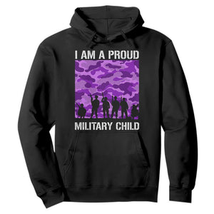 I Am A Proud Military Child Hoodie Military Child Month Purple Camouflage Flag TS11 Black Print Your Wear