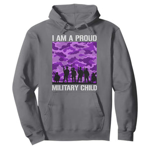 I Am A Proud Military Child Hoodie Military Child Month Purple Camouflage Flag TS11 Charcoal Print Your Wear