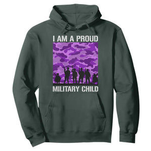 I Am A Proud Military Child Hoodie Military Child Month Purple Camouflage Flag TS11 Dark Forest Green Print Your Wear