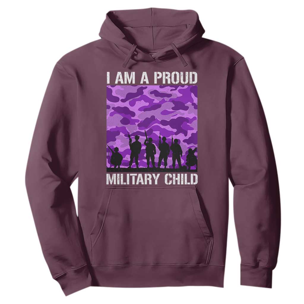 I Am A Proud Military Child Hoodie Military Child Month Purple Camouflage Flag TS11 Maroon Print Your Wear