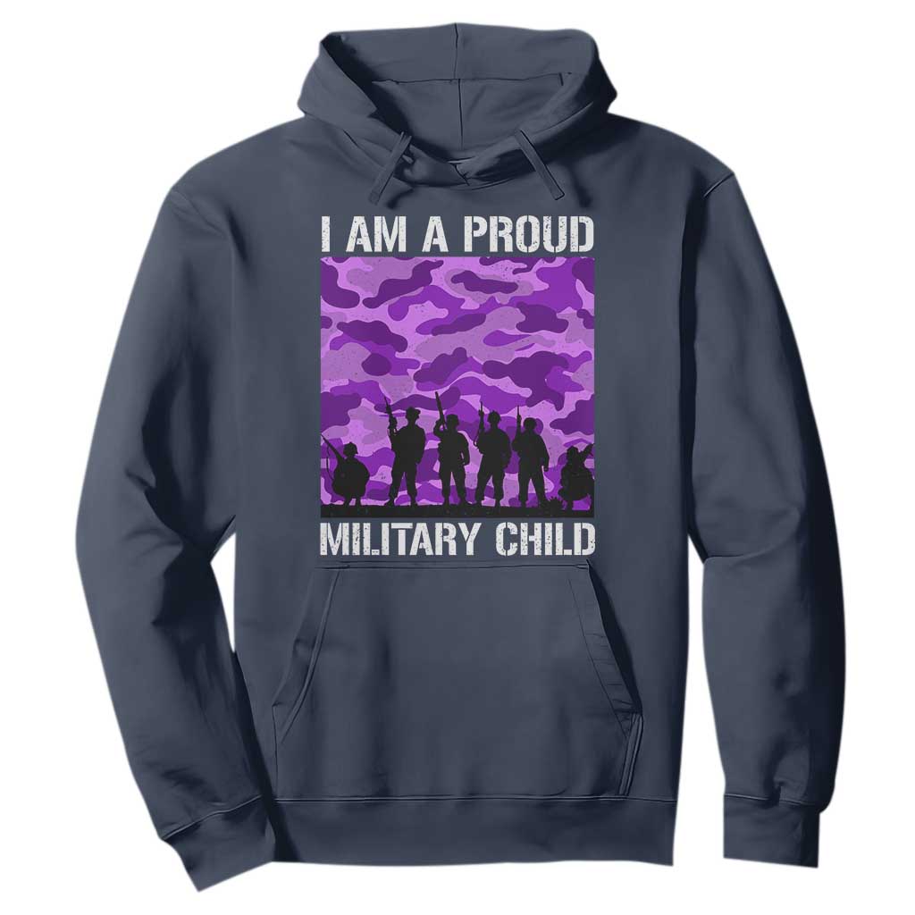 I Am A Proud Military Child Hoodie Military Child Month Purple Camouflage Flag TS11 Navy Print Your Wear