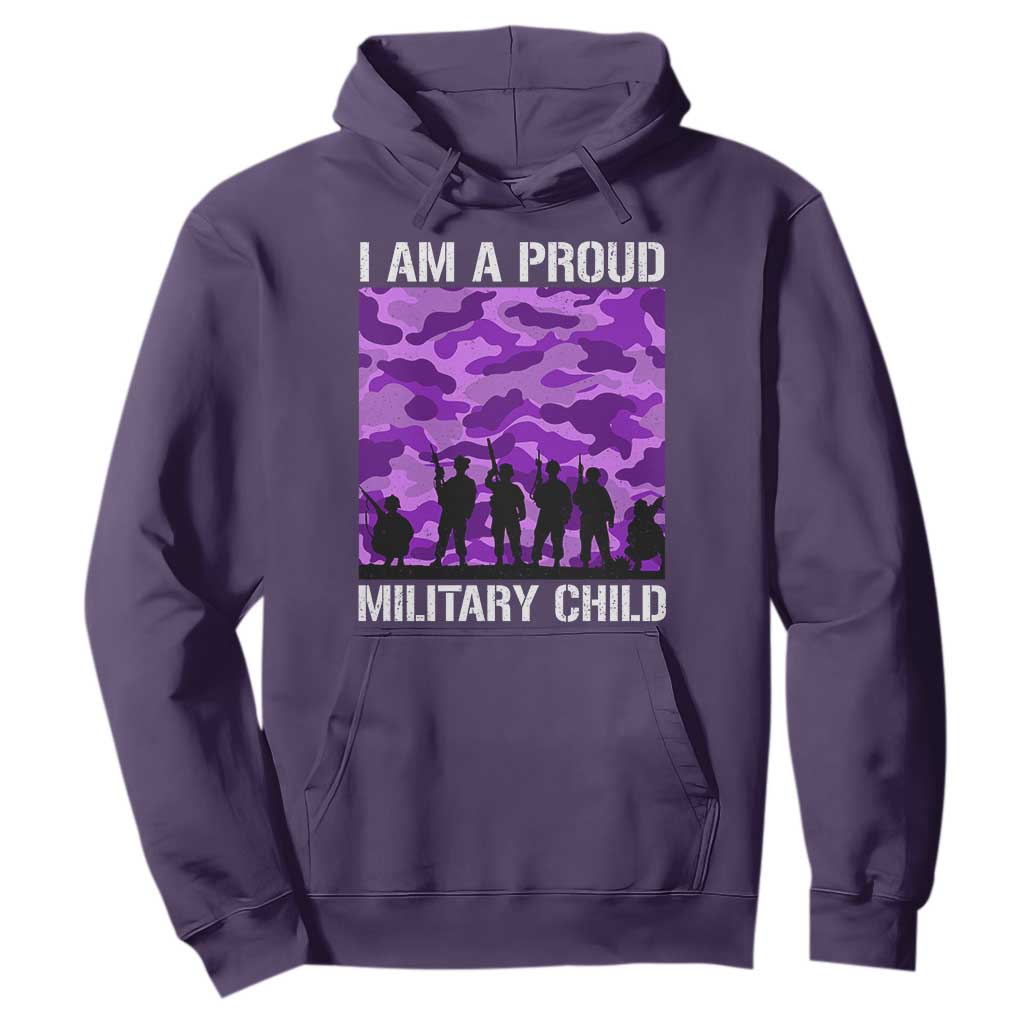 I Am A Proud Military Child Hoodie Military Child Month Purple Camouflage Flag TS11 Purple Print Your Wear