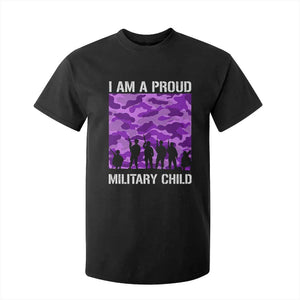 I Am A Proud Military Child T Shirt For Kid Military Child Month Purple Camouflage Flag TS11 Black Print Your Wear