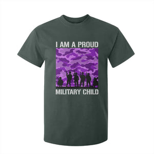 I Am A Proud Military Child T Shirt For Kid Military Child Month Purple Camouflage Flag TS11 Dark Forest Green Print Your Wear