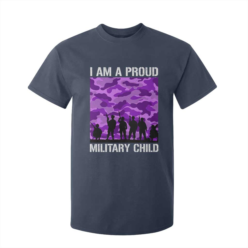 I Am A Proud Military Child T Shirt For Kid Military Child Month Purple Camouflage Flag TS11 Navy Print Your Wear