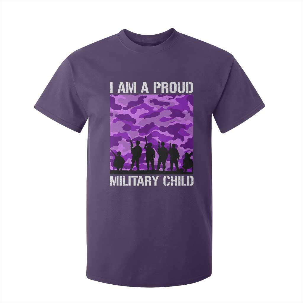 I Am A Proud Military Child T Shirt For Kid Military Child Month Purple Camouflage Flag TS11 Purple Print Your Wear