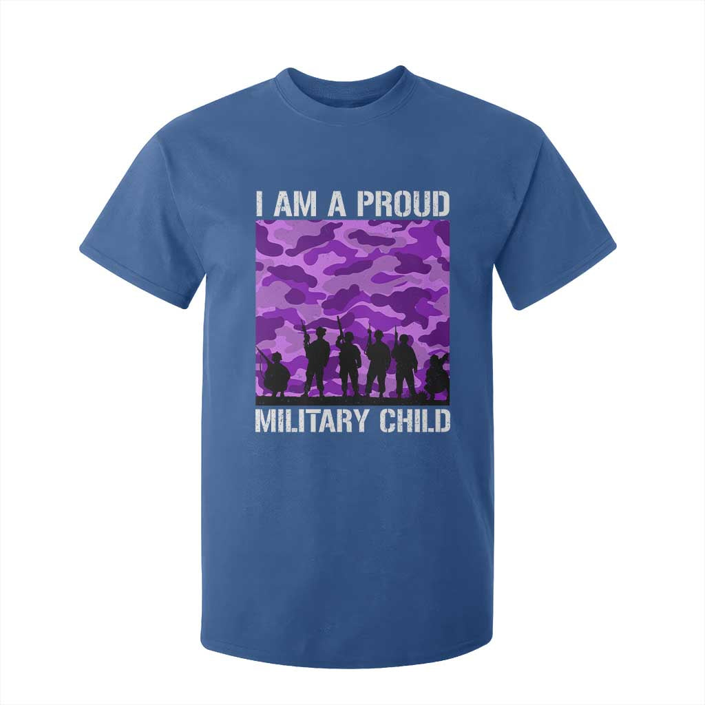 I Am A Proud Military Child T Shirt For Kid Military Child Month Purple Camouflage Flag TS11 Royal Blue Print Your Wear