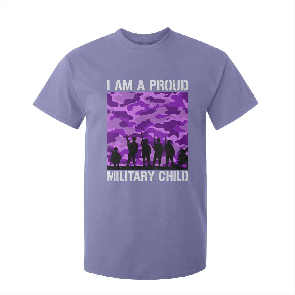 I Am A Proud Military Child T Shirt For Kid Military Child Month Purple Camouflage Flag TS11 Violet Print Your Wear
