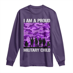 I Am A Proud Military Child Long Sleeve Shirt Military Child Month Purple Camouflage Flag TS11 Purple Print Your Wear