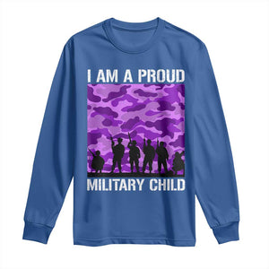 I Am A Proud Military Child Long Sleeve Shirt Military Child Month Purple Camouflage Flag TS11 Royal Blue Print Your Wear