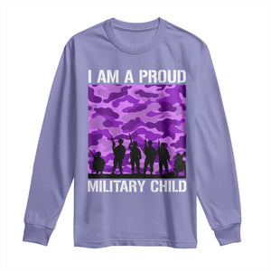 I Am A Proud Military Child Long Sleeve Shirt Military Child Month Purple Camouflage Flag TS11 Violet Print Your Wear