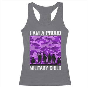 I Am A Proud Military Child Racerback Tank Top Military Child Month Purple Camouflage Flag TS11 Charcoal Print Your Wear