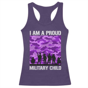 I Am A Proud Military Child Racerback Tank Top Military Child Month Purple Camouflage Flag TS11 Purple Print Your Wear