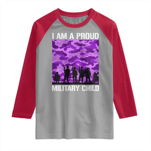 I Am A Proud Military Child Raglan Shirt Military Child Month Purple Camouflage Flag TS11 Sport Gray Red Print Your Wear